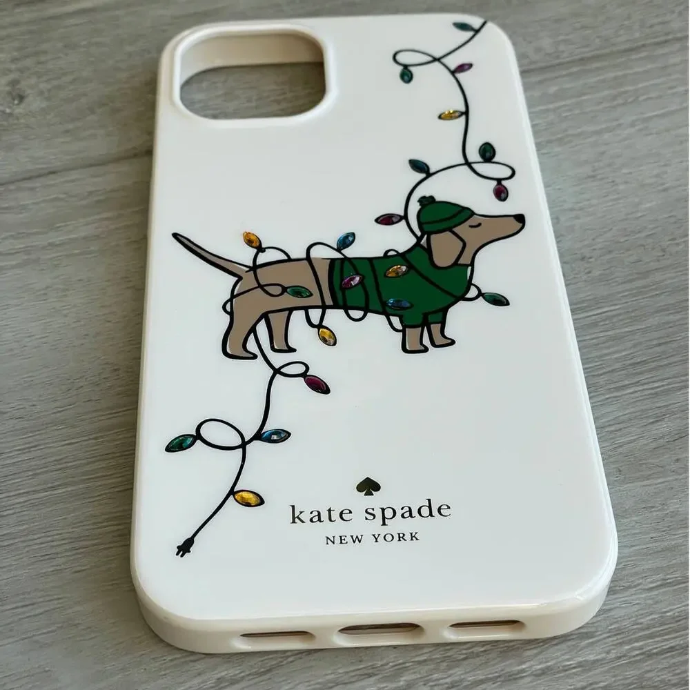 Kate Spade Claude Dachsund Dog Holiday Lights iPhone 13 PRO iPhone case